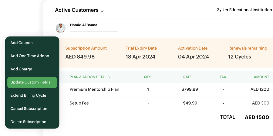 Zoho Billing - Customer Lifecycle Manage your customer's entire subscription journey | Zoho Billing