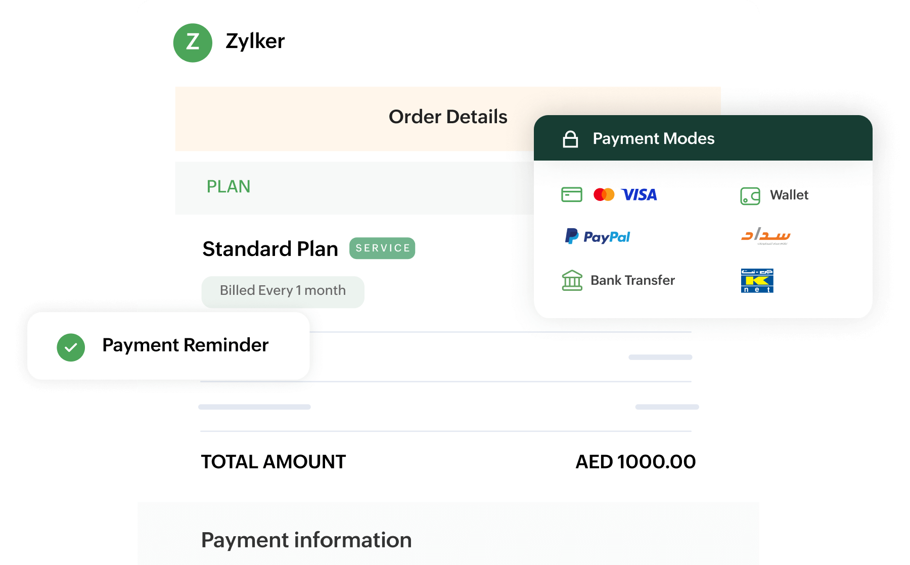 Zoho Billing - Payment Handling Payment collections through convenient and secure payment modes| Zoho Billing