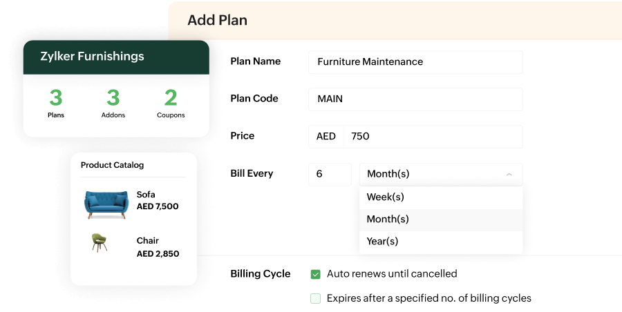 Zoho Billing - Product Management Product catalog - items, services, plans, addons and coupons. | Zoho Billing