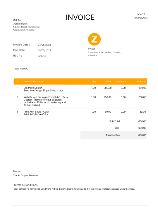 commercial invoice template