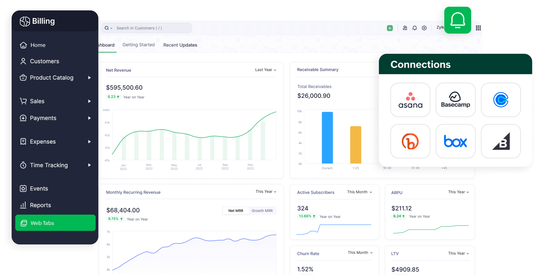 Features to effortlessly access the information you need | Zoho Billing