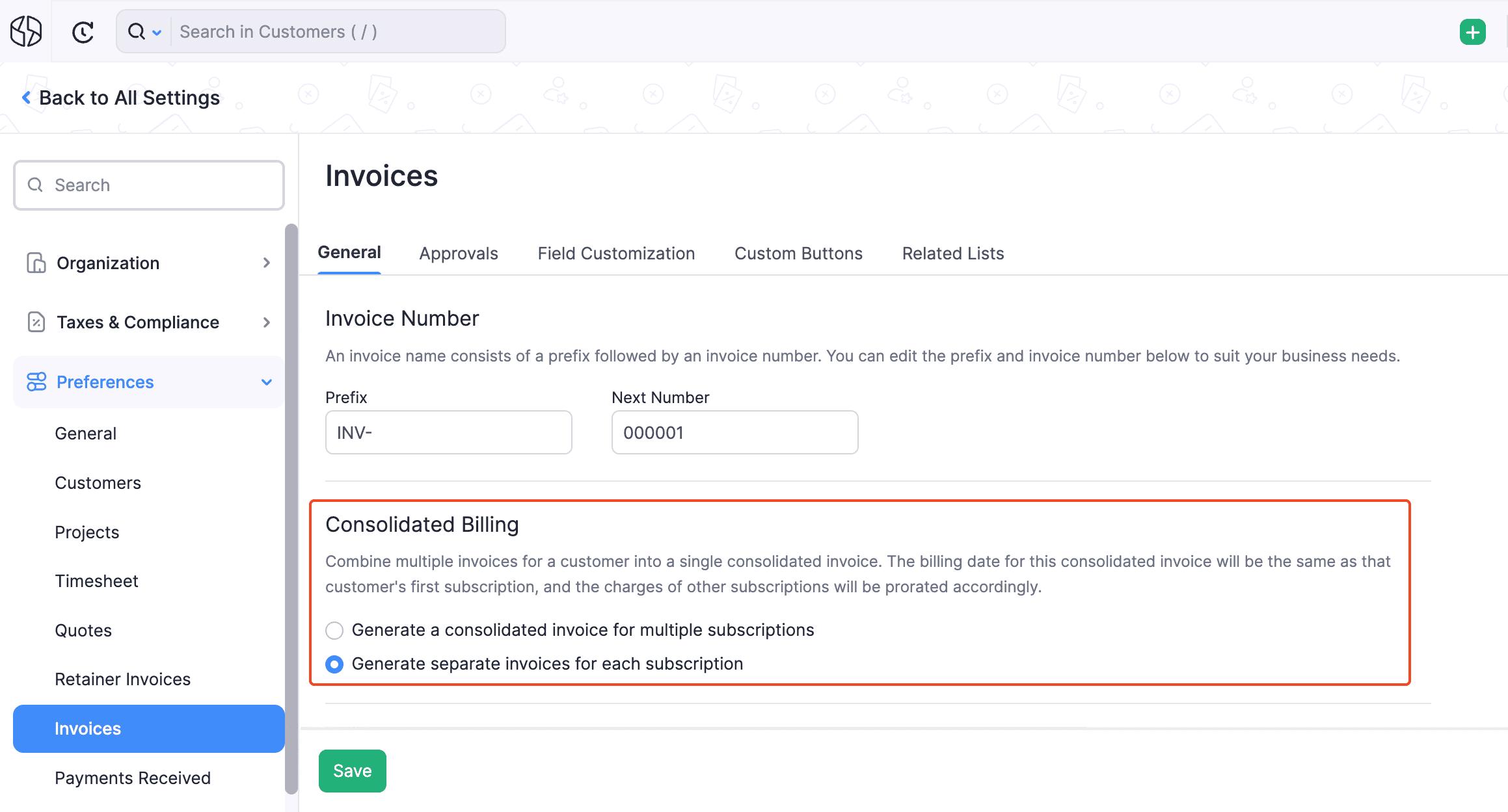 Generate Consolidated Invoice