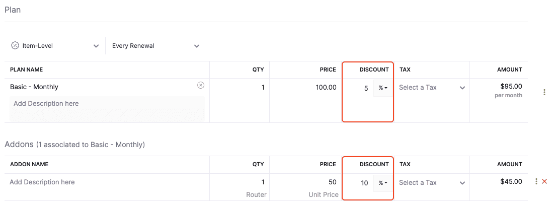 Item Level Discount Type