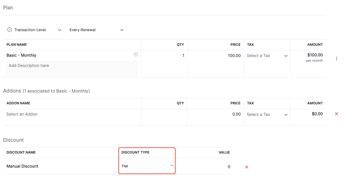 Transaction Level Discount Type