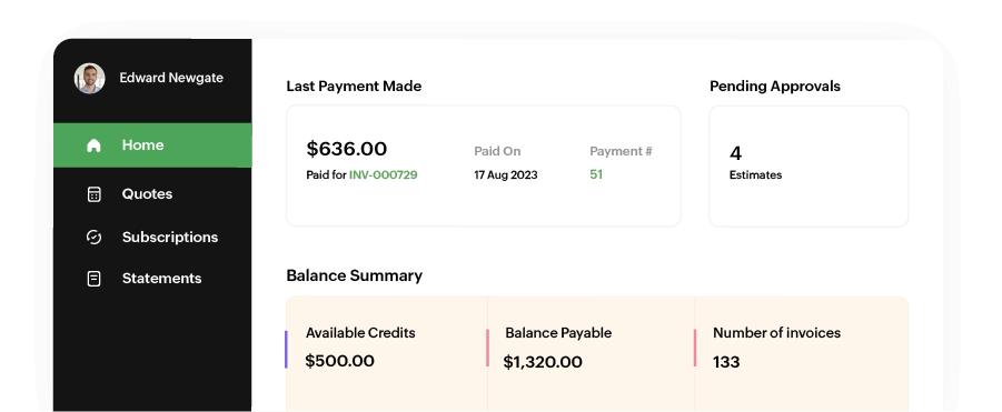 Zoho Billing - Customer Portal Customer self-service portal | Zoho Billing