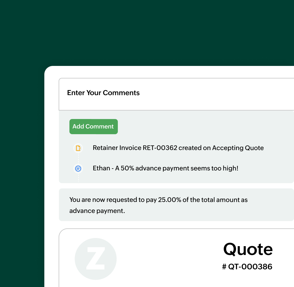 Comment on quotes in client portal | Zoho Billing
