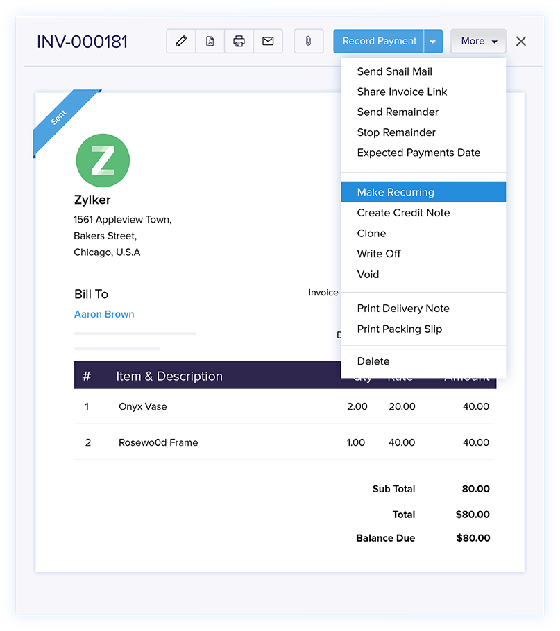 Recurring Billing - Invoicing and Accounting Software | Zoho Books