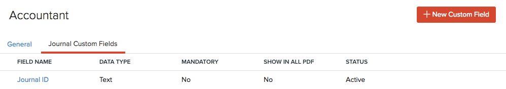 Journal Custom Fields