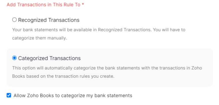 Select who should categorise your bank statements.