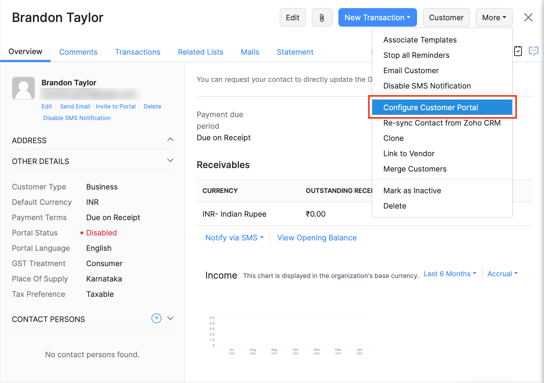 Click Configure Customer Portal