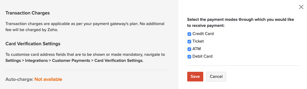 Select Payment Modes