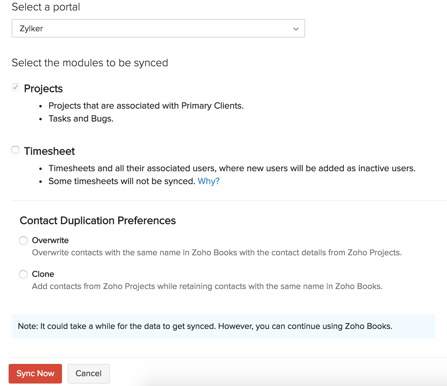 Zoho Projects Preferences