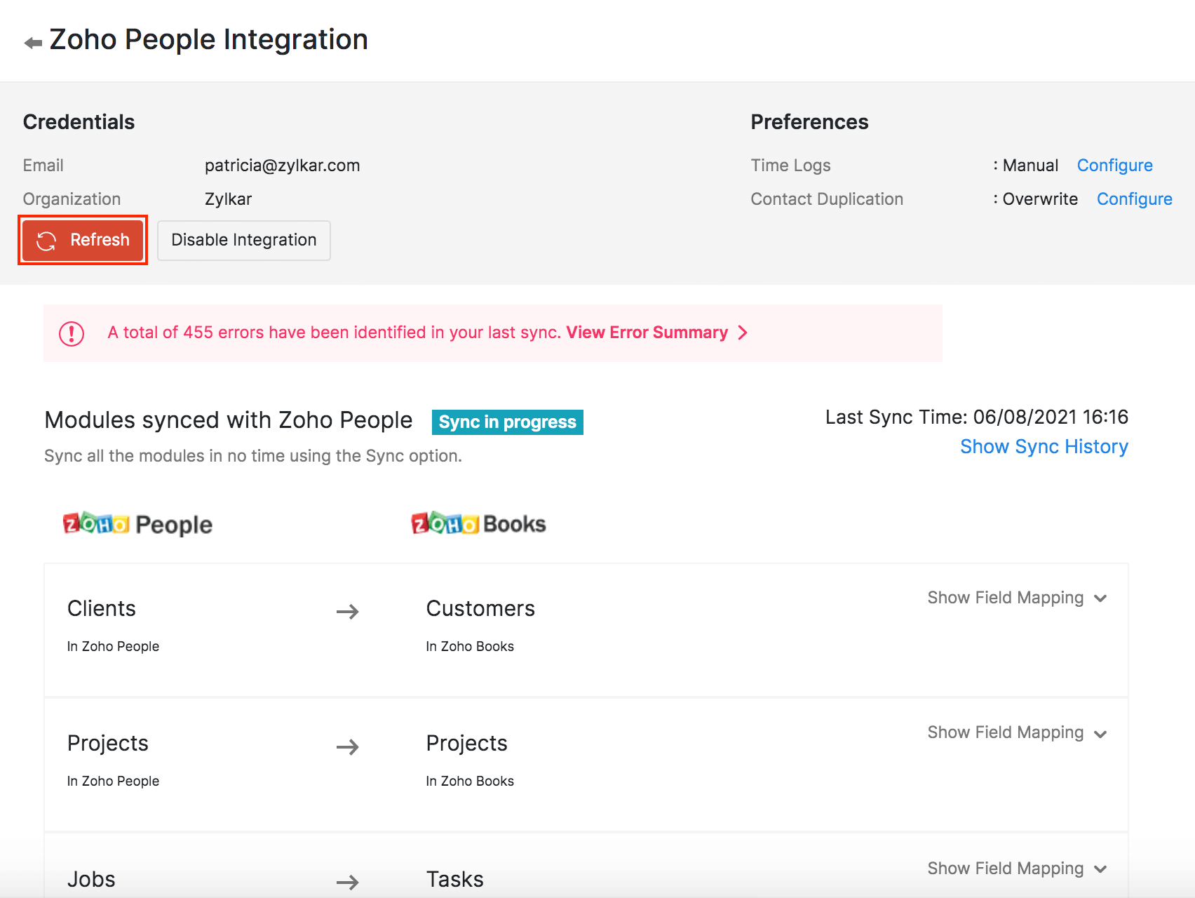 Zoho People Integration