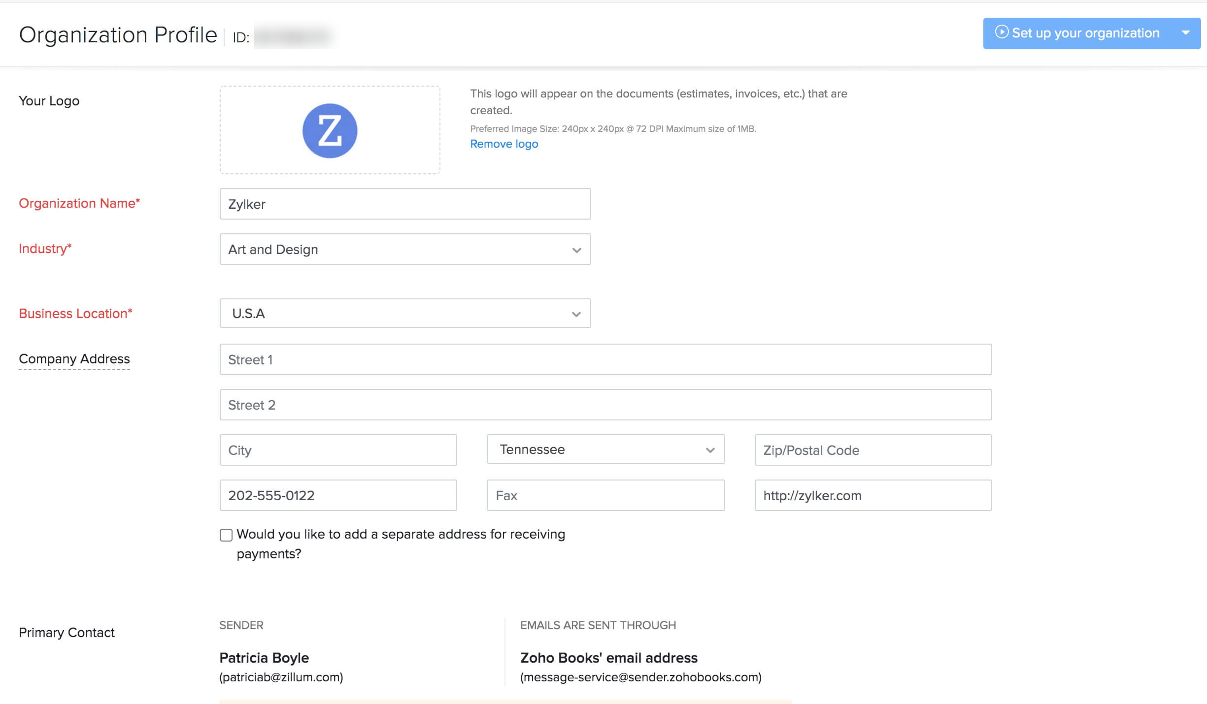 Set up Organization Profile