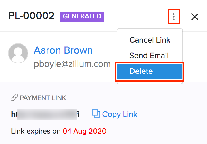 Delete Payment Links