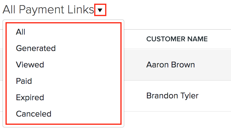 Filter Payment Links