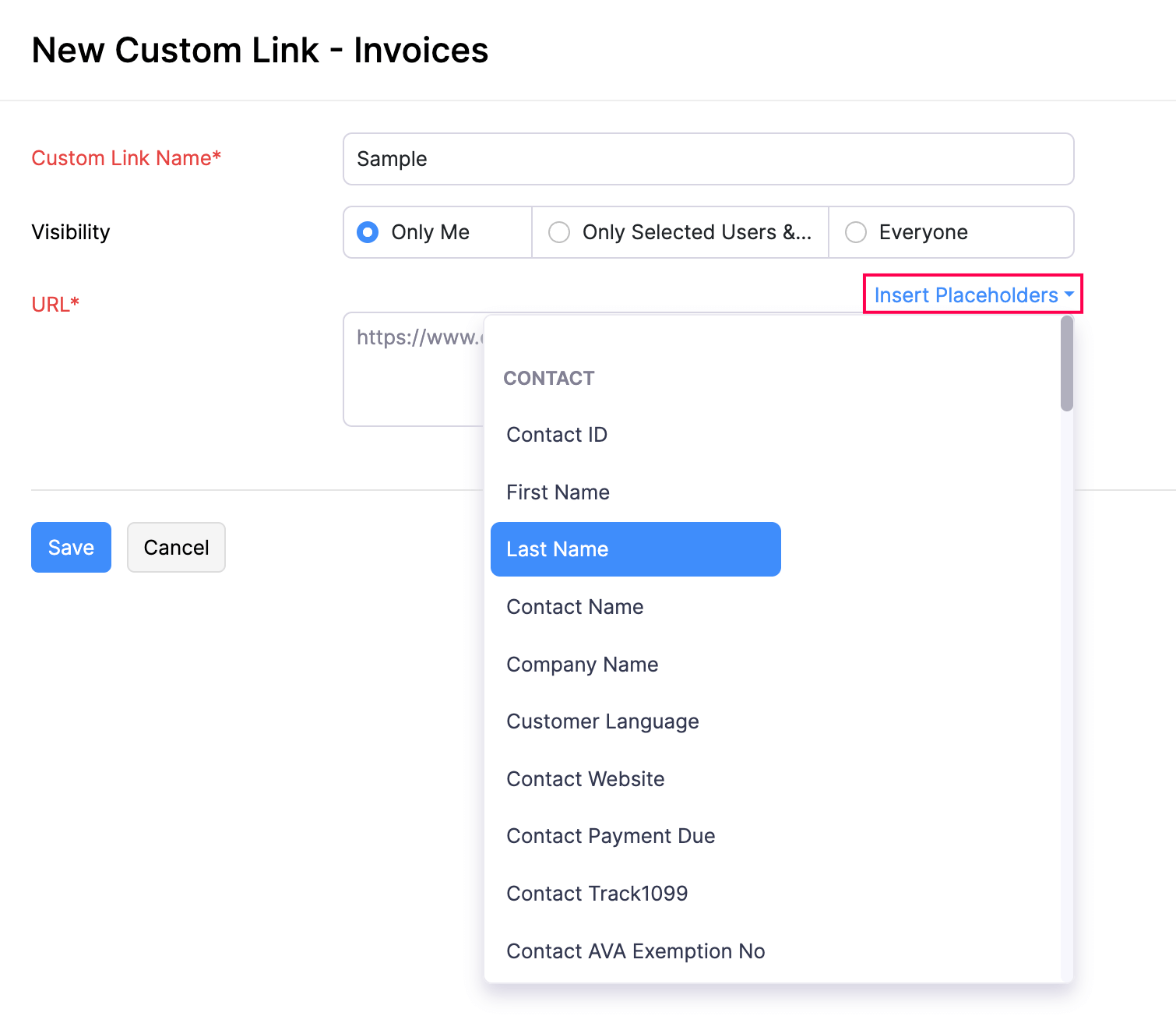 Create Custom Link