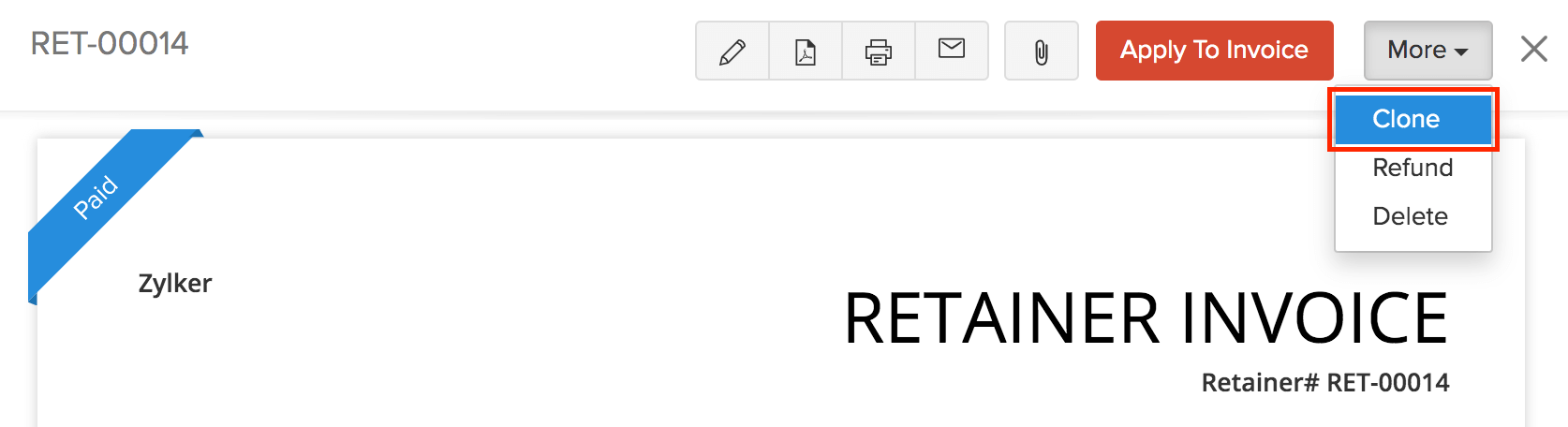 Clone Retainer Invoice