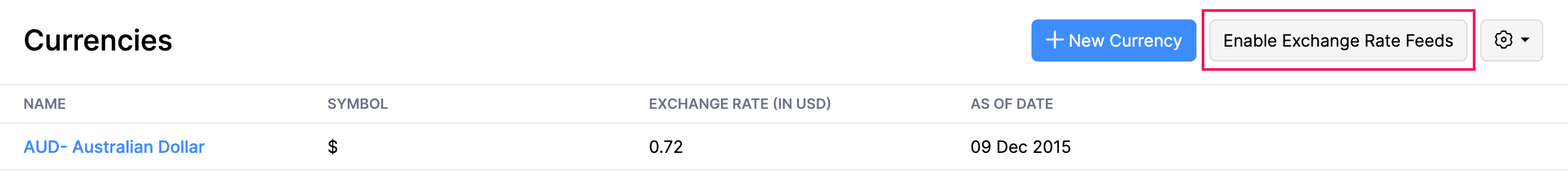 Enable Exchange Rate Feeds