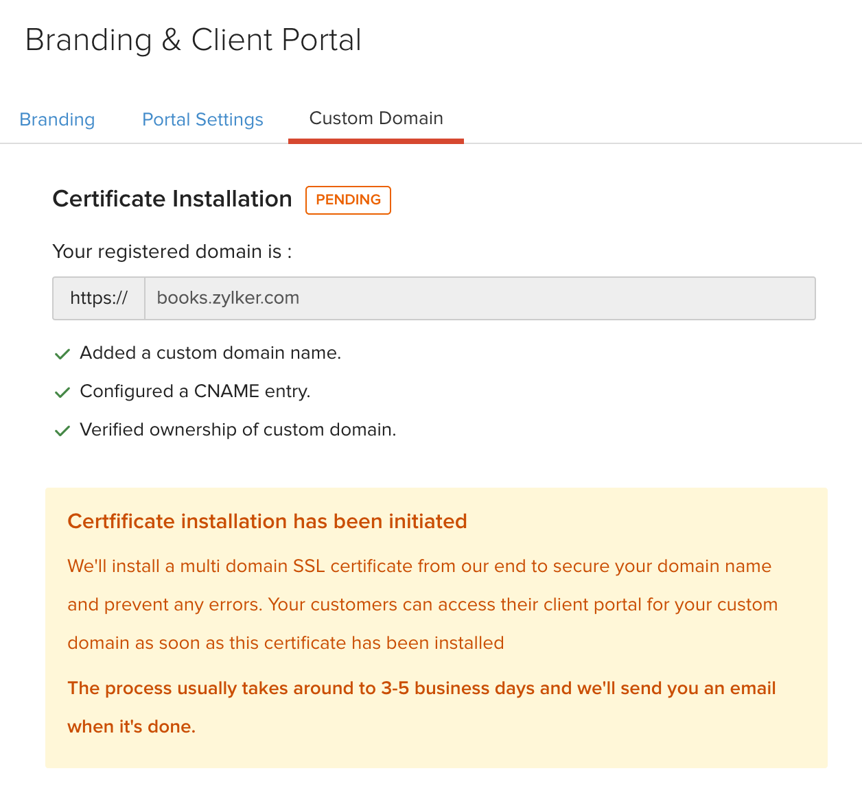 Verify Custom Domain