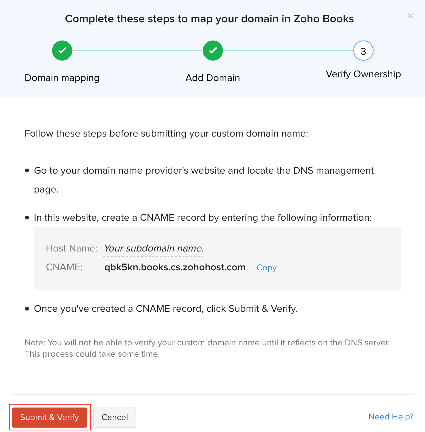 Verify Custom Domain