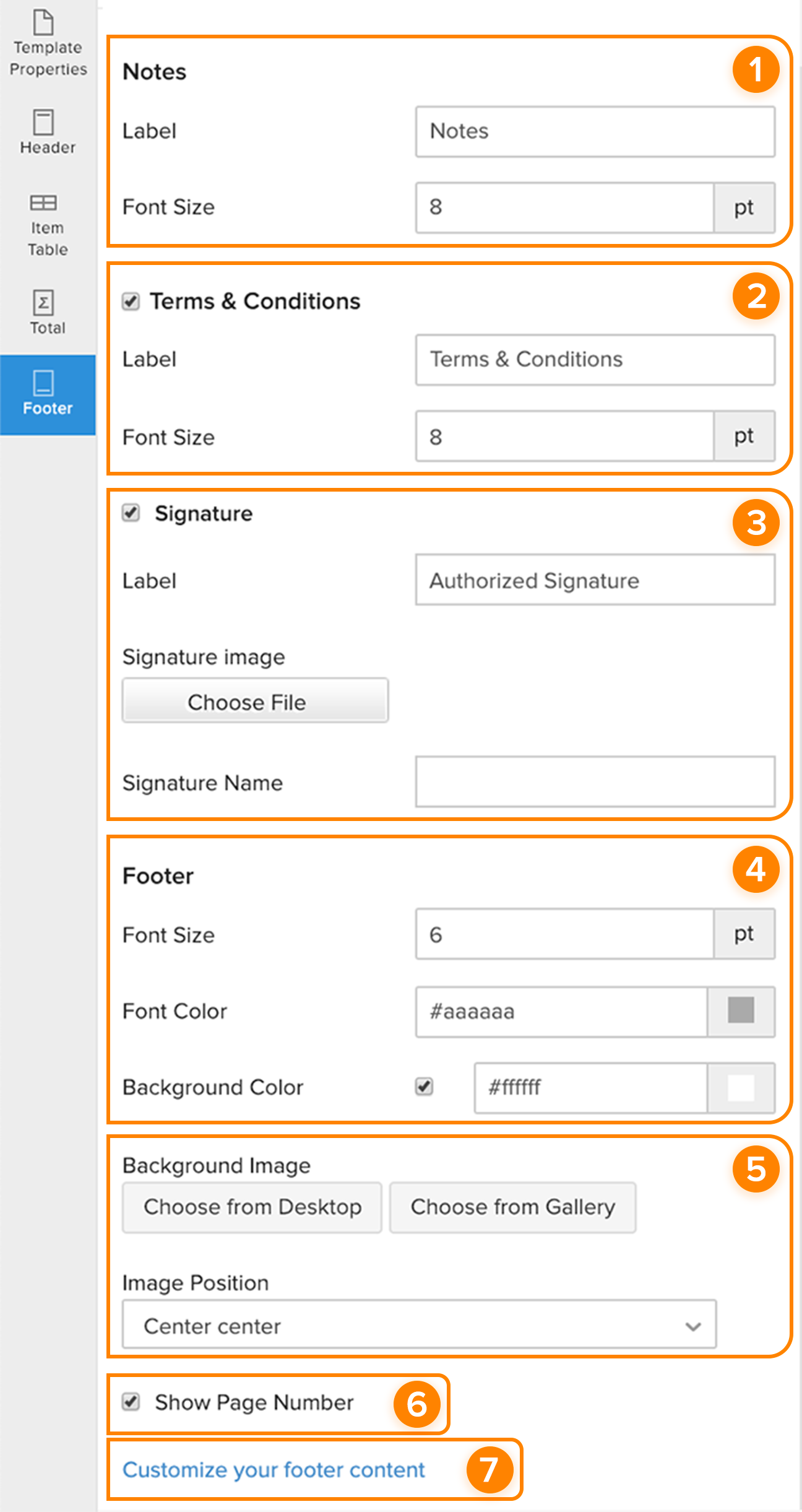 Template Footer Section