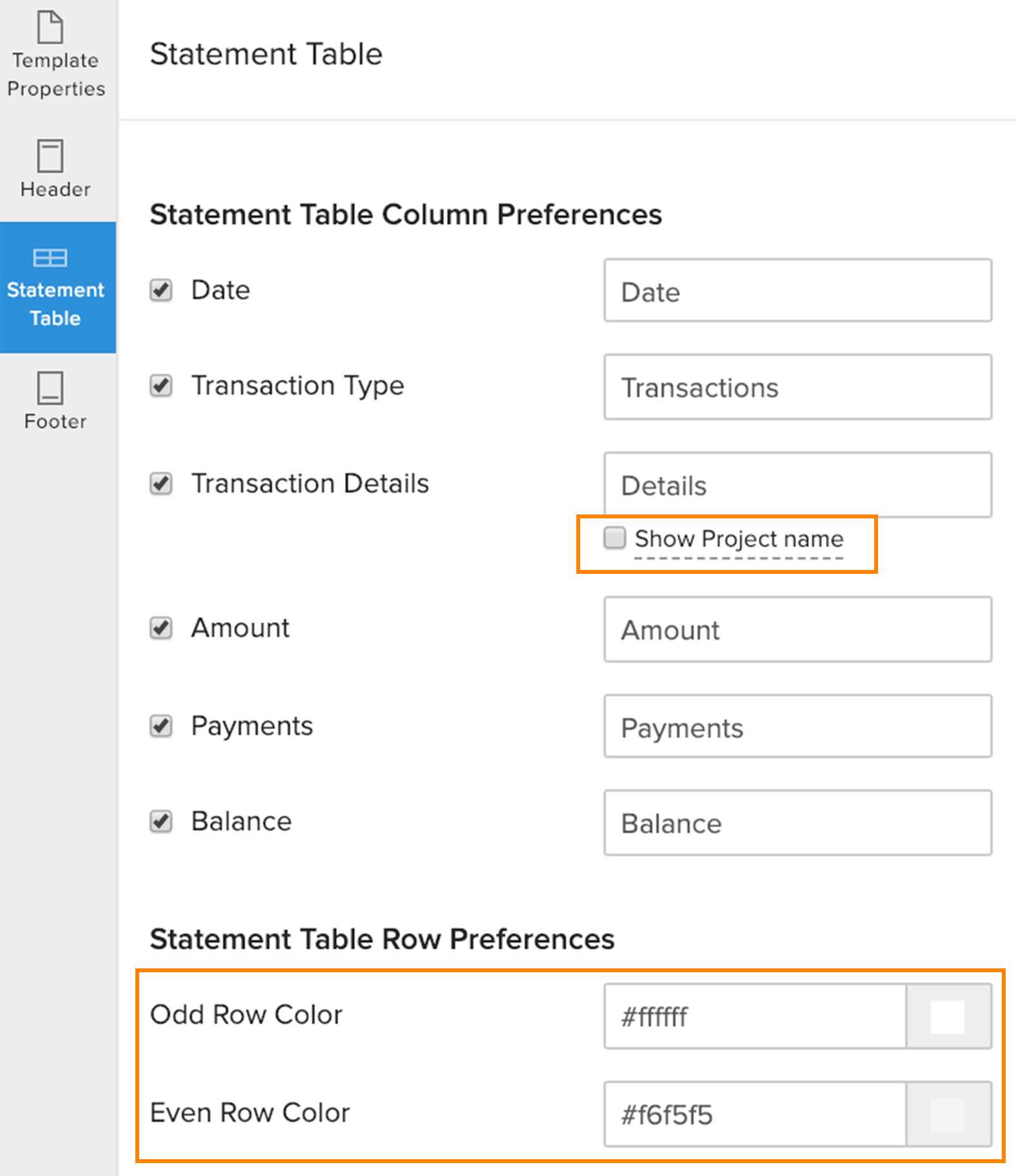 Template Customer Statement