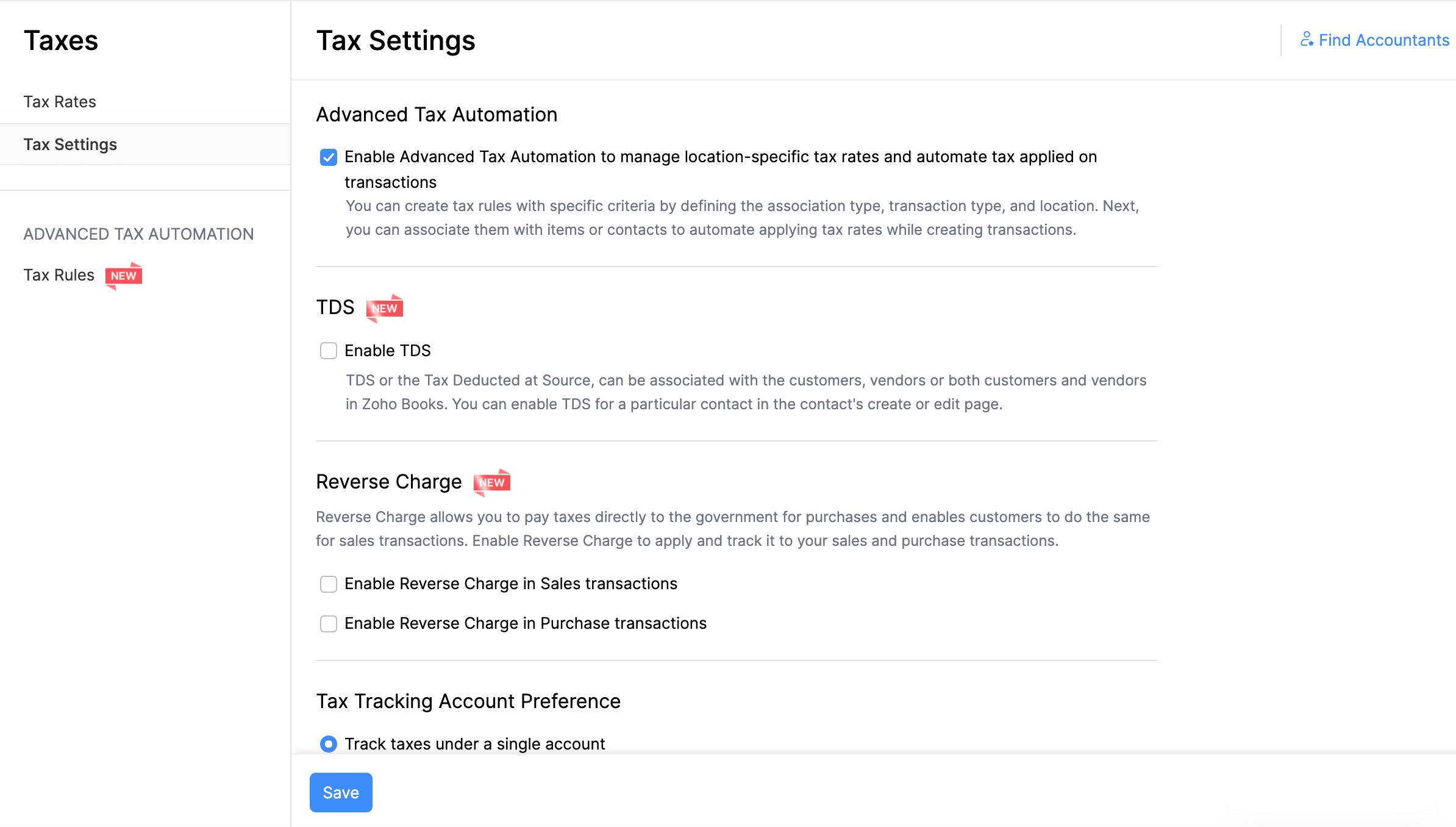 Enable tax rules