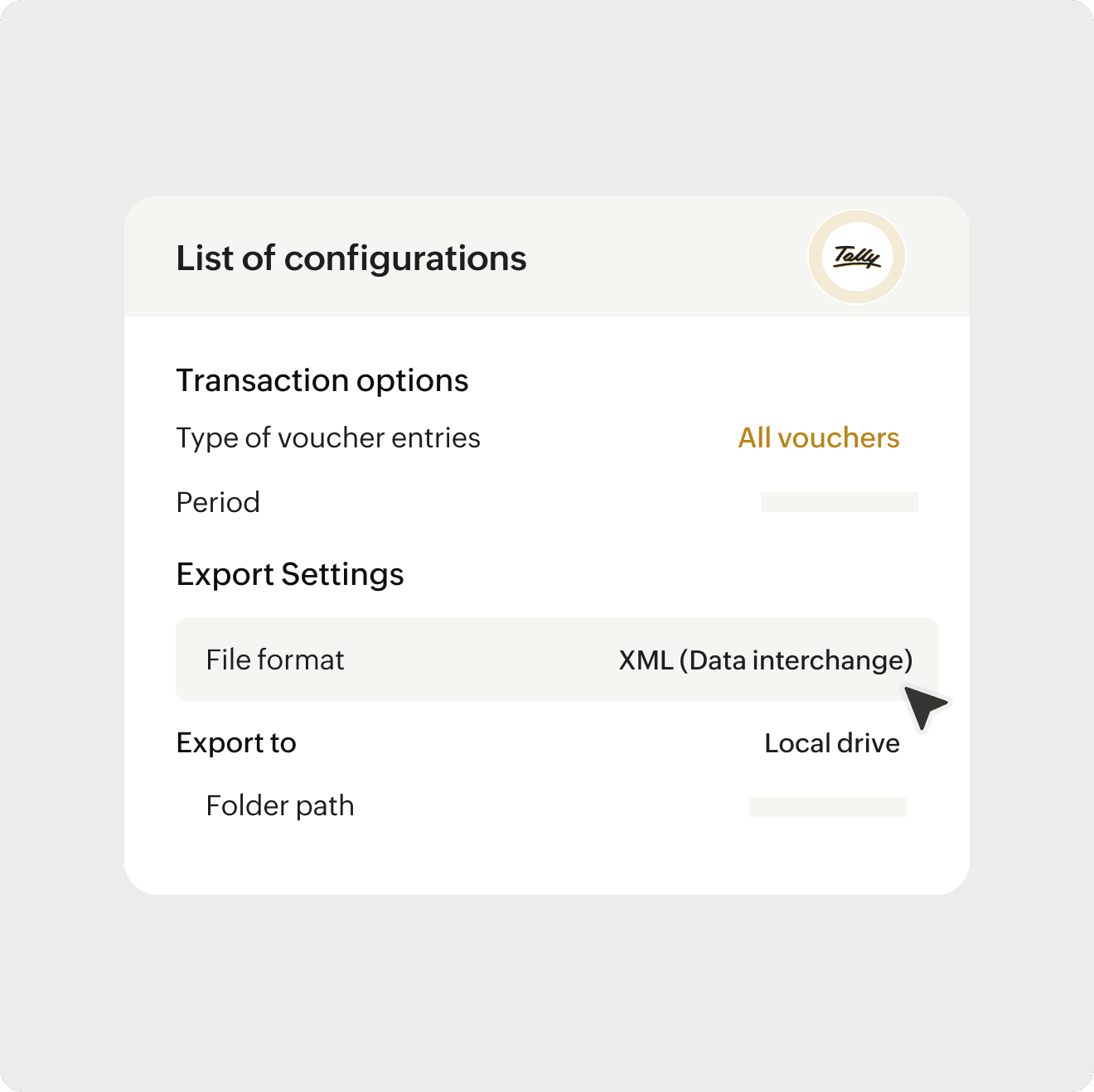 Export your data from Tally