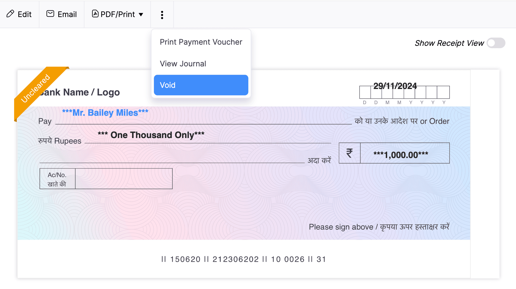 Void your Check