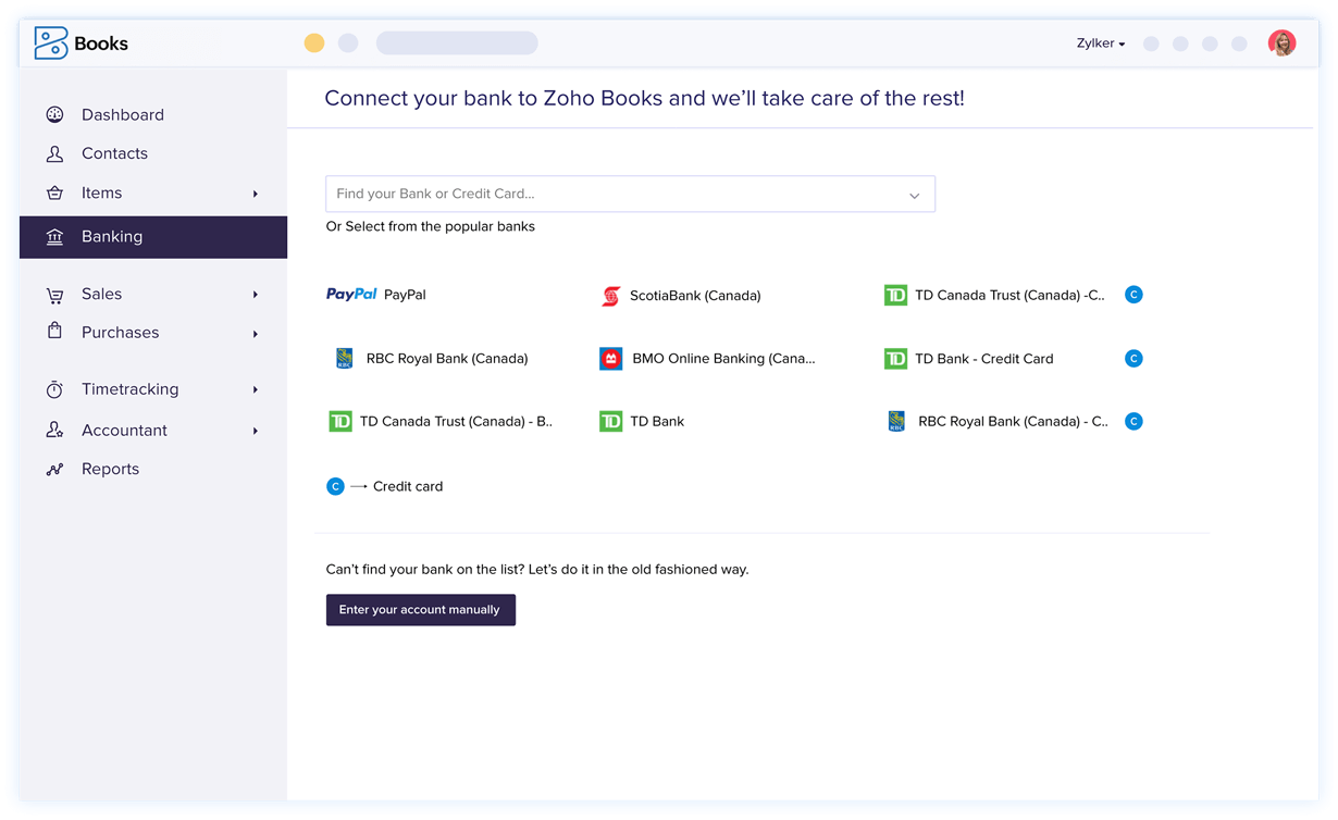 Connect, Import & Reconcile Bank Account - Automated Bank Reconciliation Software | Zoho Books
