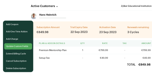 Zoho Billing - Customer Lifecycle Manage your customer's entire subscription journey | Zoho Billing