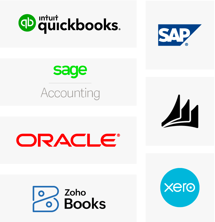 Image showing the different accounting and ERP solutions integrated with Zoho Expense