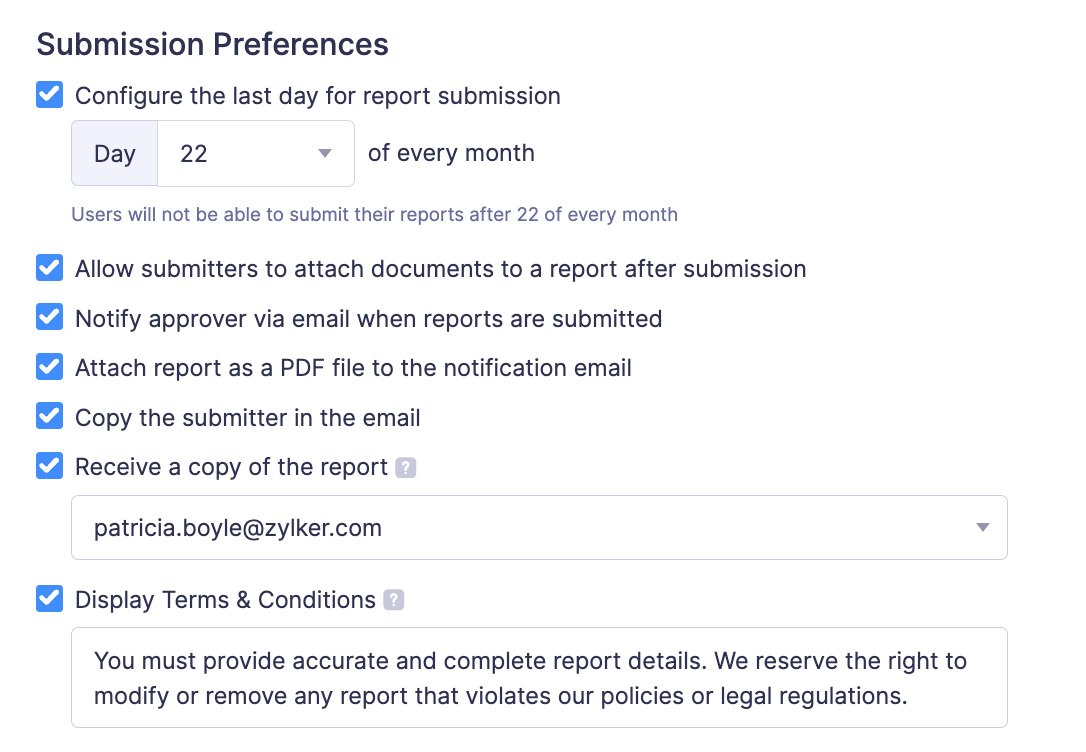 Reports Preferences