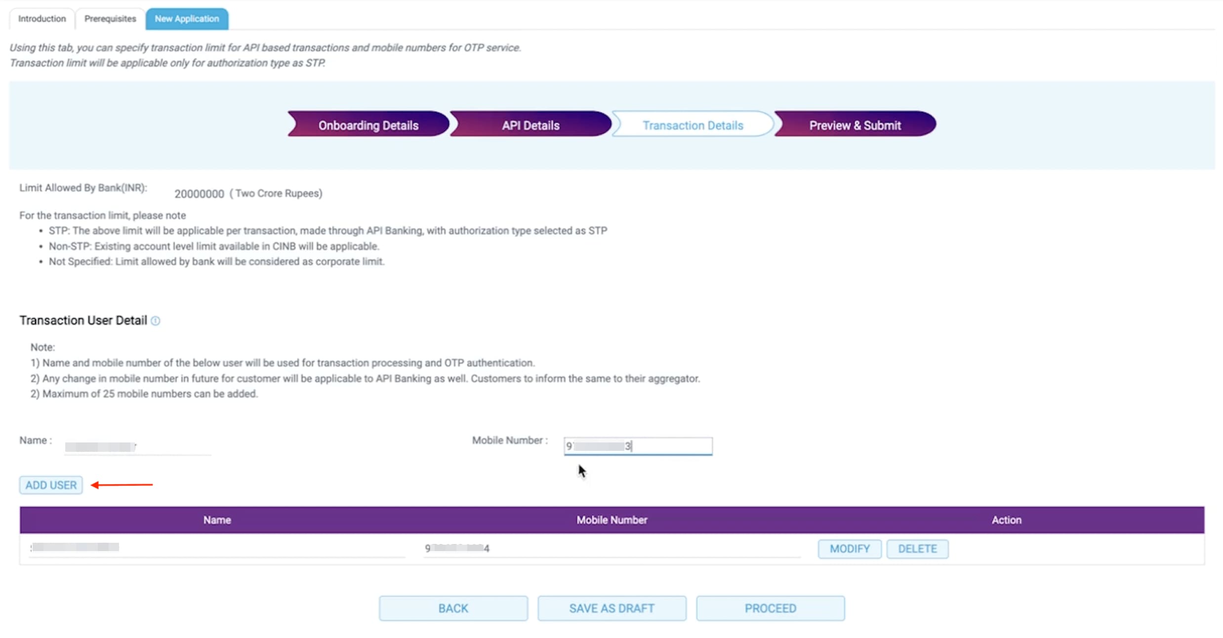 Transaction Details section