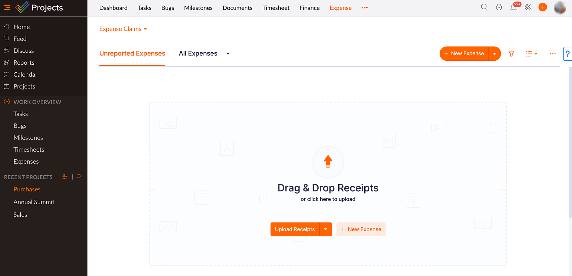 Create Expenses from Zoho Projects