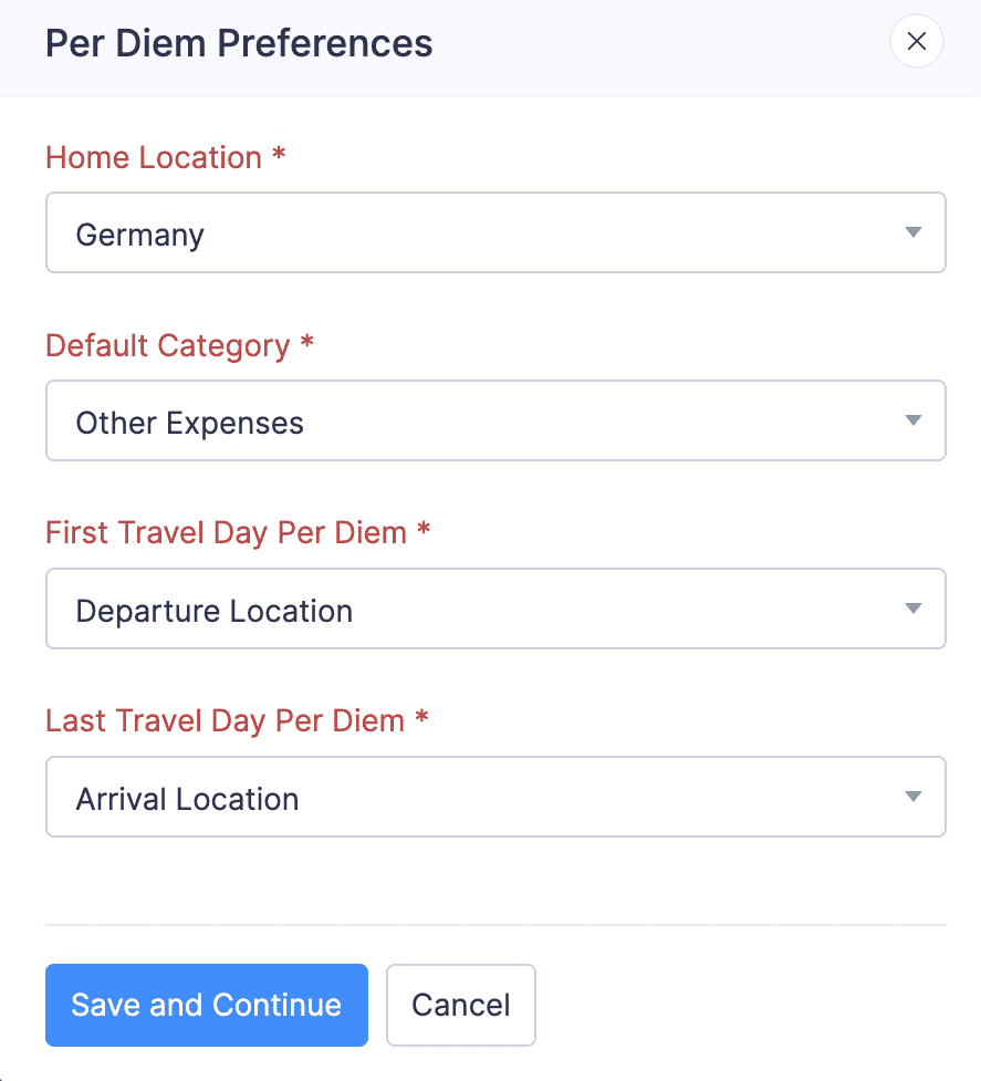 Perdiem Preferences