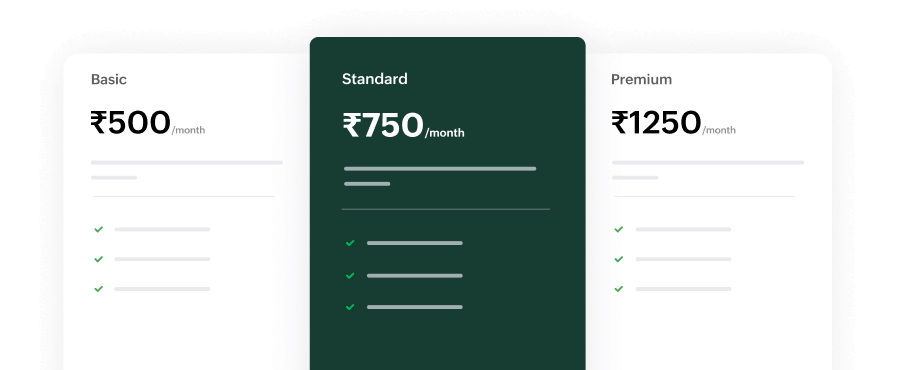 Zoho Billing - Pricing Tables Pricing table widgets which can be embedded on webpages and online store listings | Zoho Billing