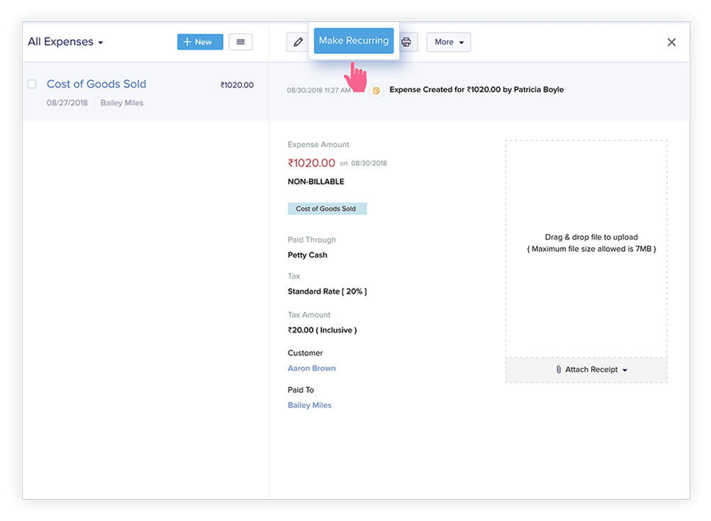 Recurring Expenses Management - Expense Accounting Software | Zoho Books