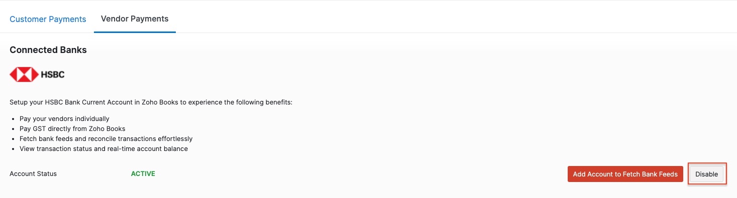 HSBC Disable button