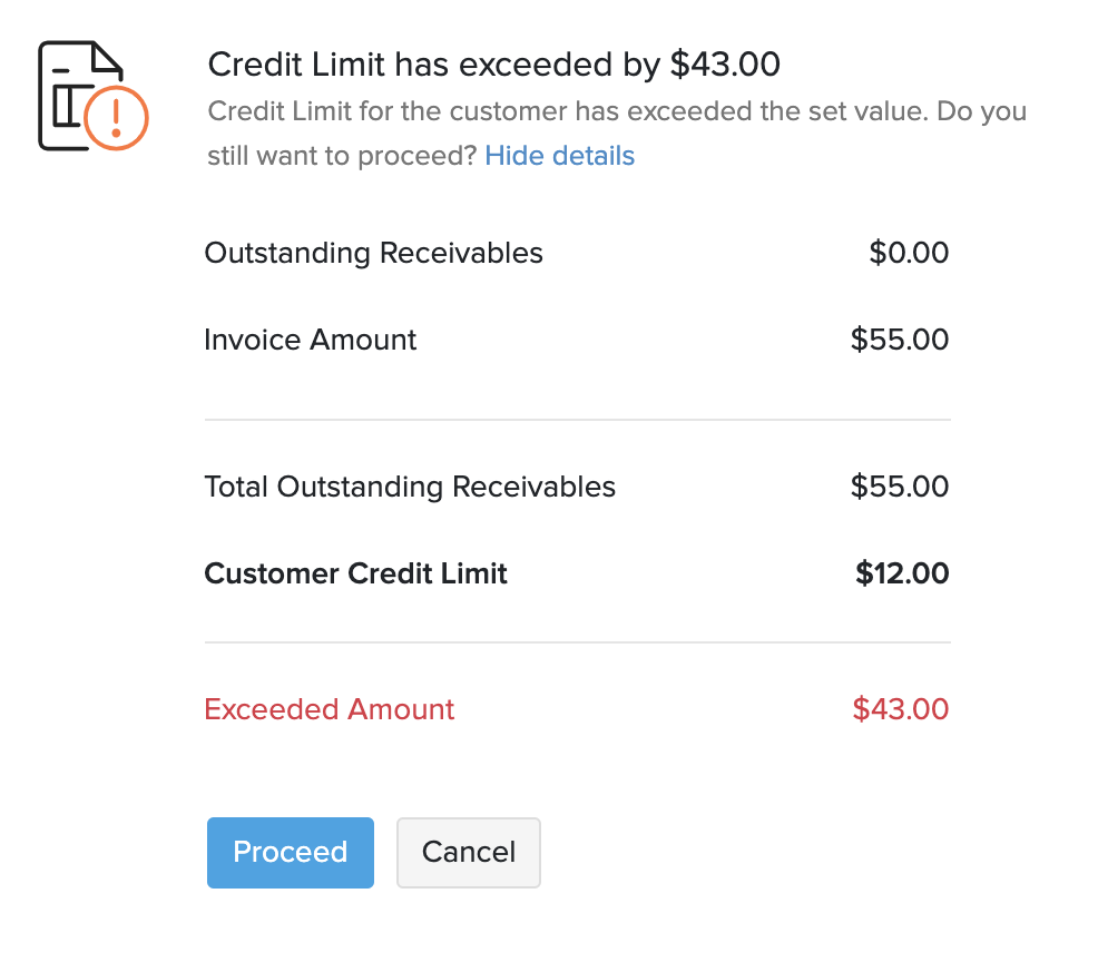 Credit Limit details