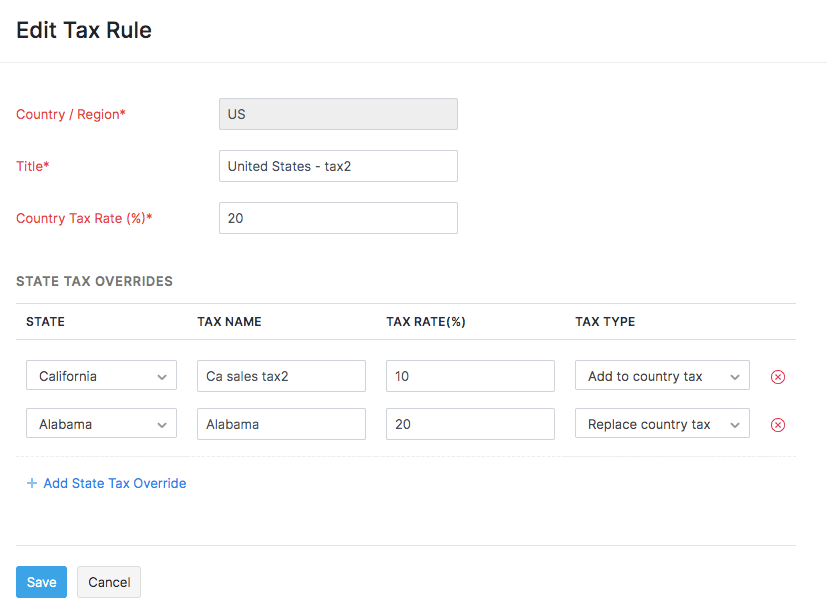 Edit Tax Rule