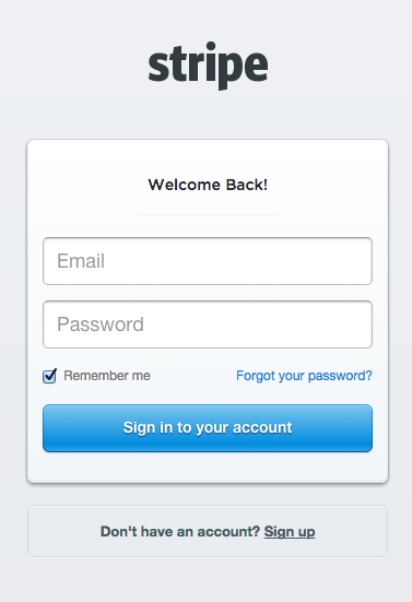 Sign in to your stripe account