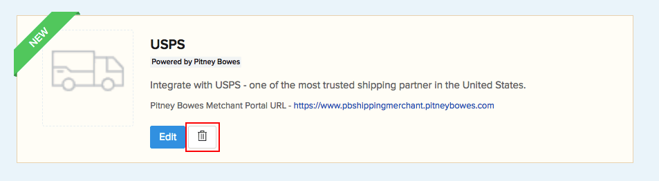 USPS Integration page in Zoho Inventory