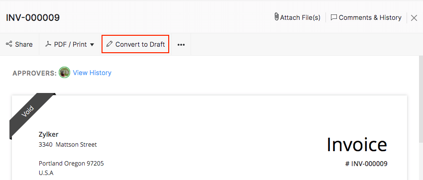 Convert Invoice to Draft