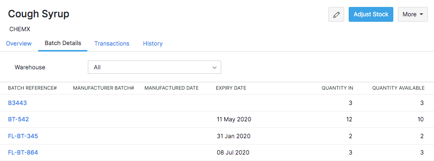 Batch Details Section