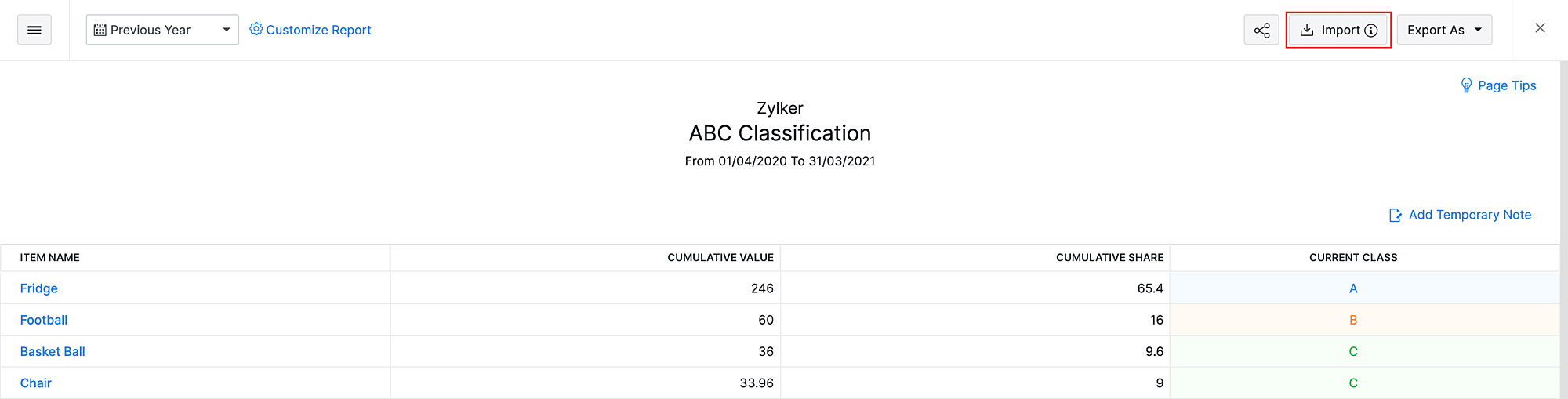 Import ABC Report