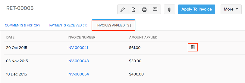 View invoices applied