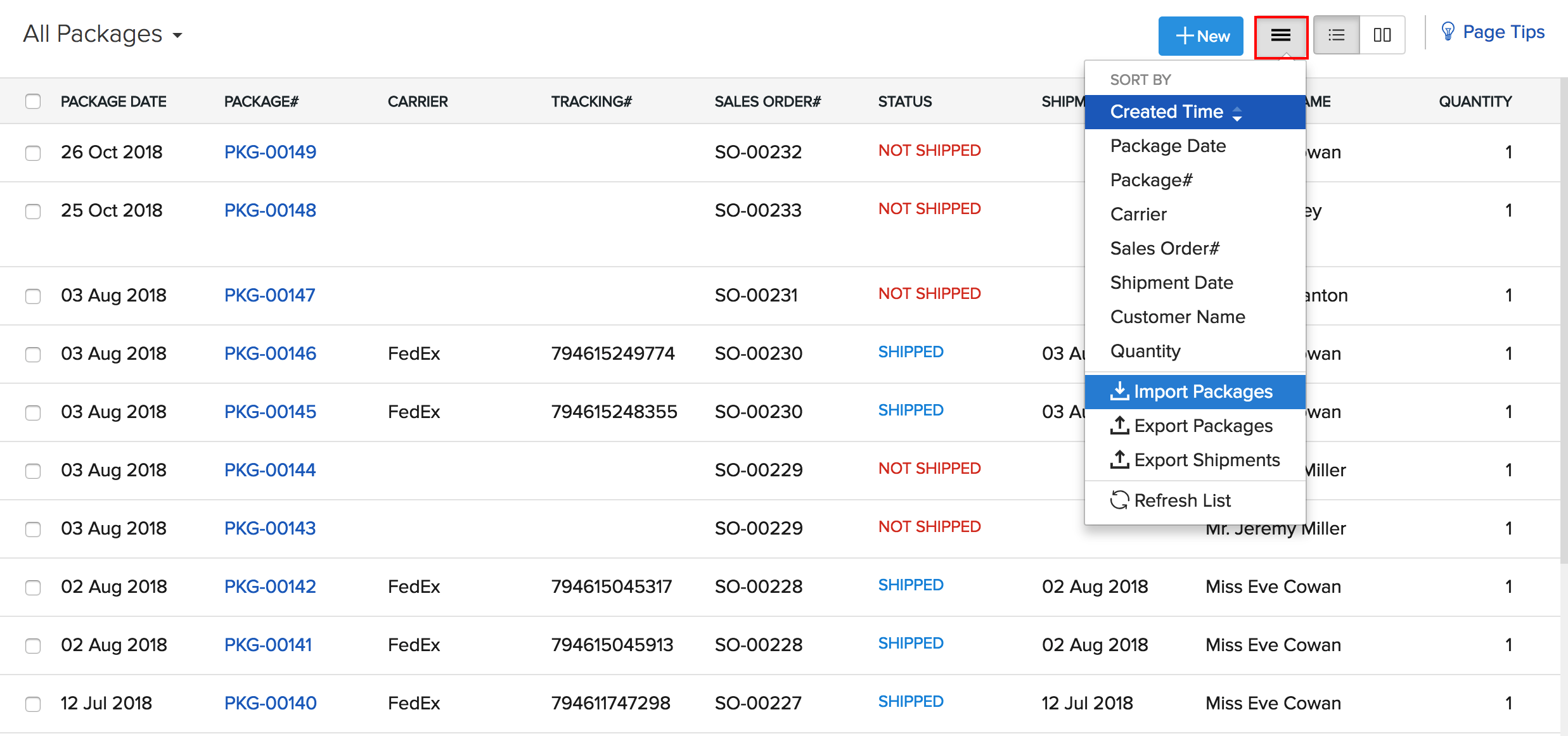 Import option of packages