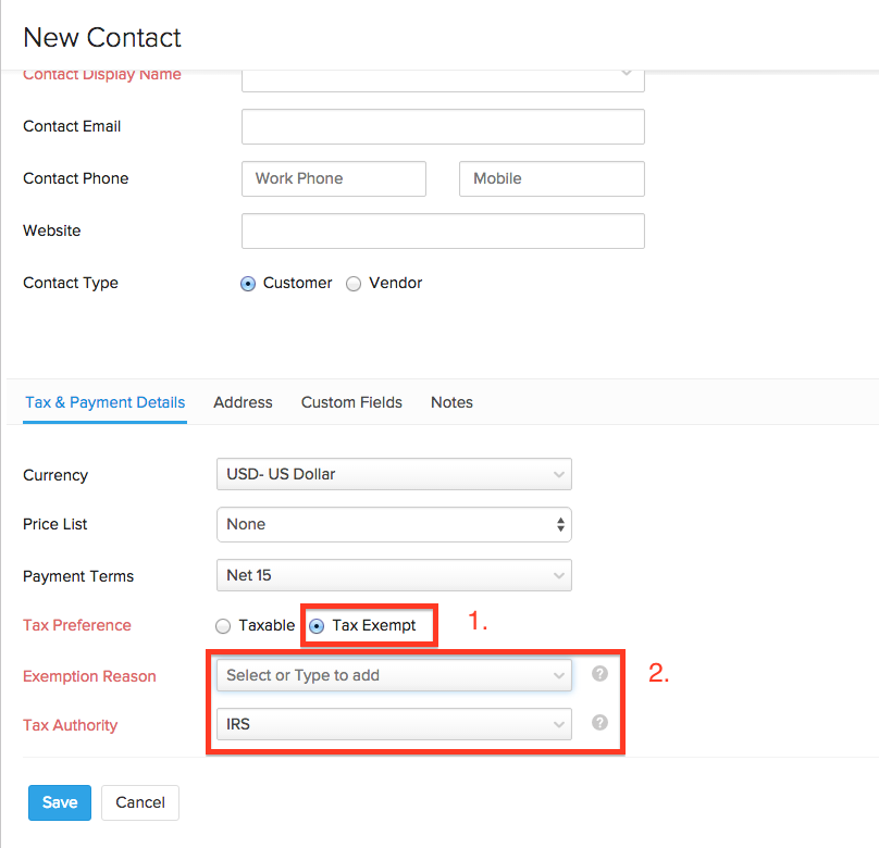 Making a contact nontaxable